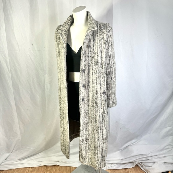 PIERRE DESMARAIS WINTER WOOL COAT WHITE GREY TRENCH COAT VINTAGE MADE IN CANADA - Picture 11 of 15